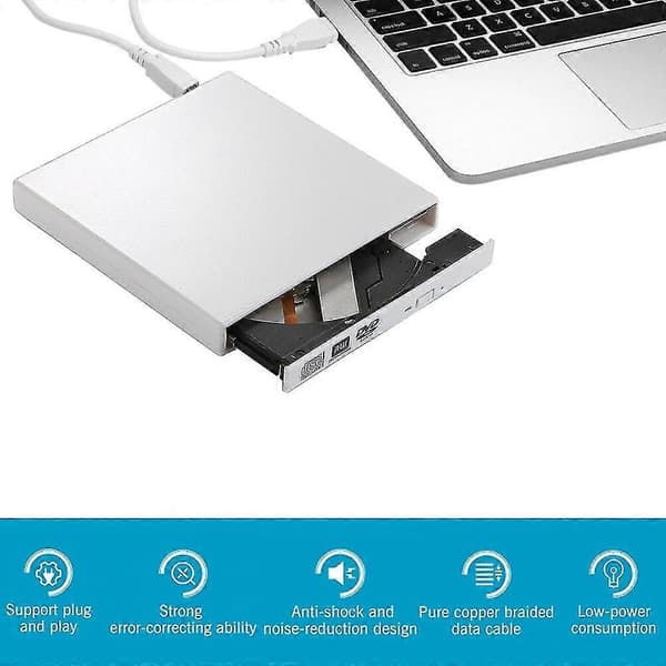 Usb 2.0 Ekstern Dvd-drev, Cd-rom-drev, Cd-rw-brænder, Bærbar Brænder, Egnet Til Laptop, Windows, Pc-sort 2024THO