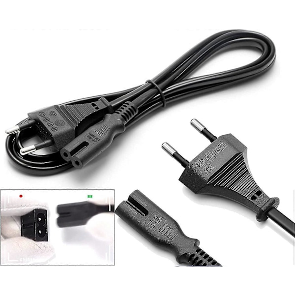 IEC C7 Virtakaapeli 2m Musta, Eurotulppa Figure 8 Virtajohto Samsung Philips Lg Sony TV:lle, PS4, PC-näytölle, DVD:lle