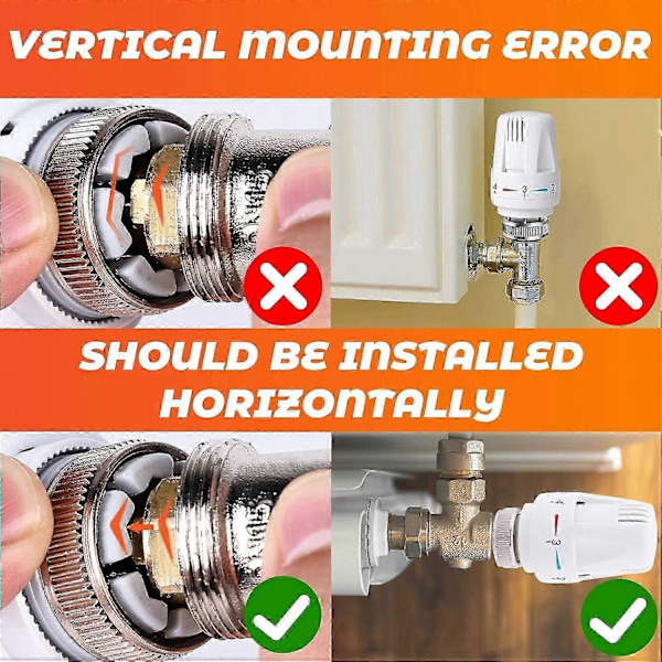 Termostatisk Topp, 4 Delar Termostat, Standard Radiatorventil Ersättningshuvud M30 x 1.5 Temperaturkontroll, Vit