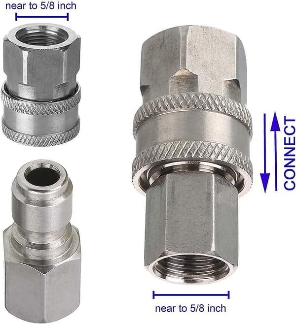 Adapterset för högtryckstvätt, snabbkopplingssats, honkoppling, rostfritt stål, 5000 psi