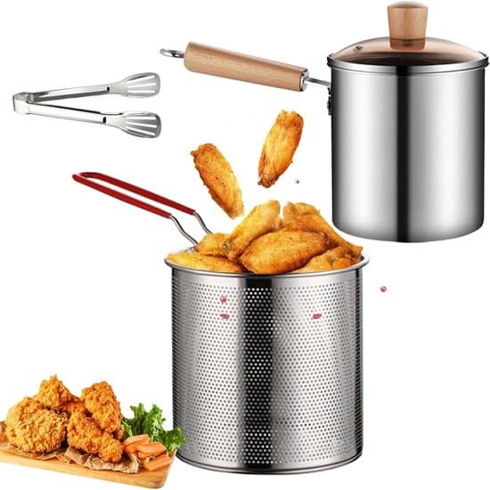 3-liters frituregryde med si - Rustfrit stål med tang/oliedyse - Til friturestegning