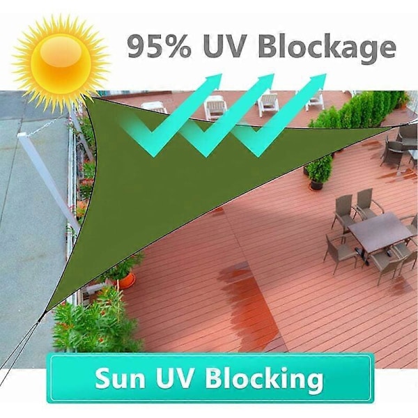 Triangulär Vattentät Markis 3x3x3M Andningsbar Solskydd Vindtät UV-skydd Markis för Trädgård Uteplats Balkong Utomhus (Grön)
