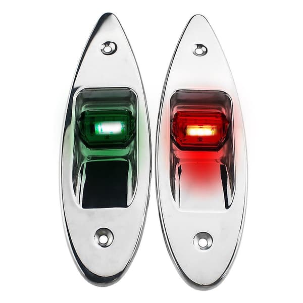 1 Par LED Rød+Grøn Flush Mount Marine Båd RV LED Side Navigationslys Rustfrit Stål Vandafvisende til Bådsidesmontering