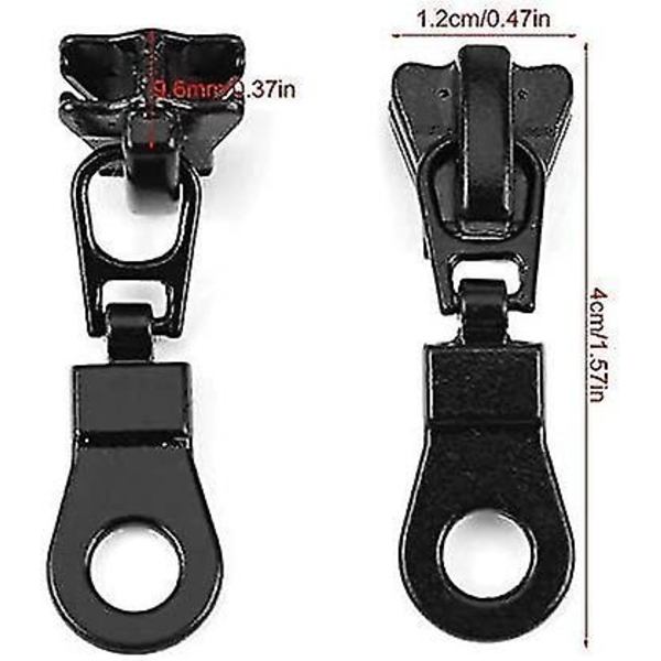 Zip Slider Metall Legering Dragkedja (svart) (2st)