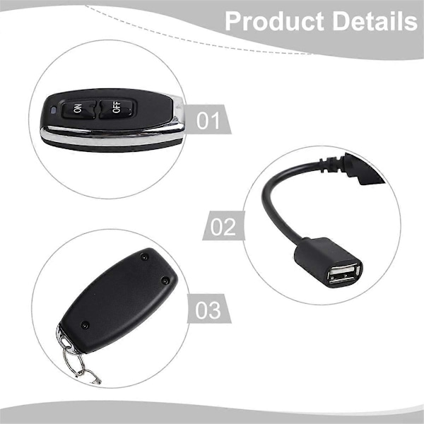 DC5V 433Mhz USB Trådlös RF Fjärrkontroll Strömbrytare Drivrutin Ström PÅ AV för LED Ljusremsa Läslampa L