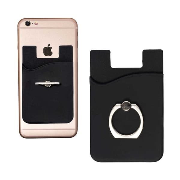 Universal kortholder med ring til mobiltelefon sort