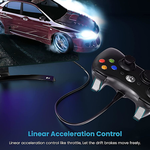 Kablet Controller til Xbox 360, YAEYE Game Controller til 360 med Dual-Vibration Turbo Kompatibel