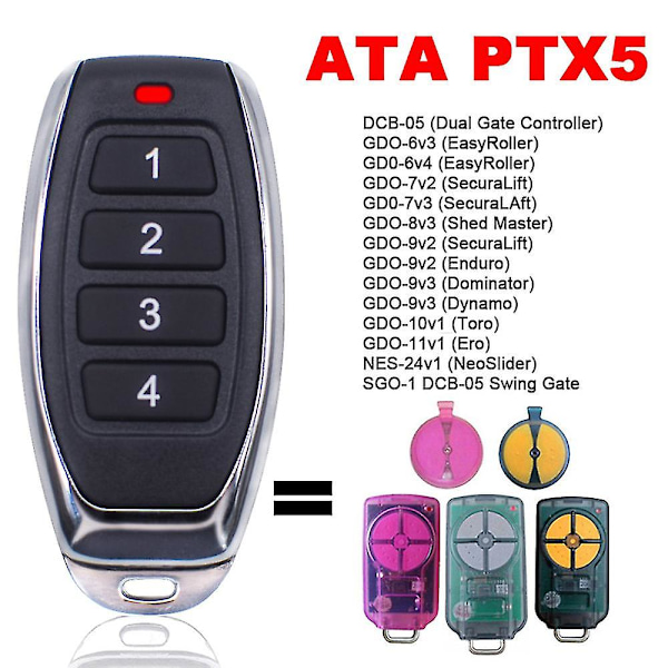 Ata Ptx5 Ptx-5 autotallin oven kaukosäädin Triocode Gdo Ptx-5v1 Ptx-5v2 Gdo 11v1/6v3/6v4/7v2/7v3/8v3/9v2/9v3 433mhz Rolling Code