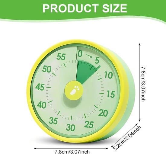 Børnevenlig visuel timer - Mekanisk timer - Magnetisk 60-minutters timer - Til køkken, klasseværelse og kontor