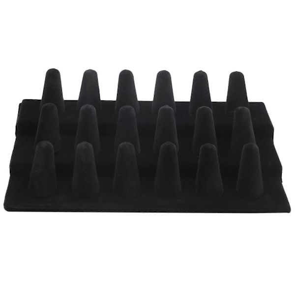 Sort Træ, Flanel 18 Finger Ring Organiser Holder Smykke Opbevaring