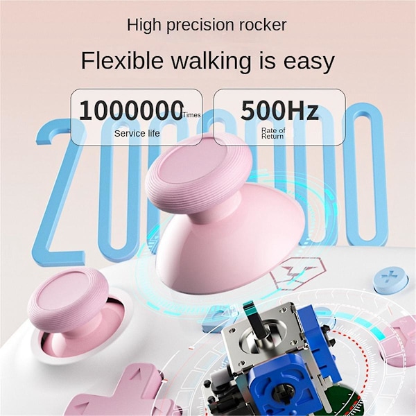 Bluetooth-spelkontroll för Switch, 3 lägen, rörelsesensor, vibration, godisfärgad, vit