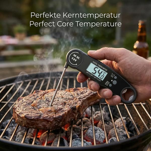 Digitalt kjøtttermometer - Grilltermometer, kjøkkentermometer, baketermometer - Det ideelle grilltermometeret for grilling, biff og baking.
