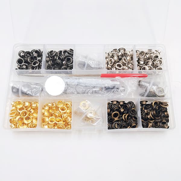 Eyelet Grommet Tool Kit med 440 sett 5 mm metallmaljer