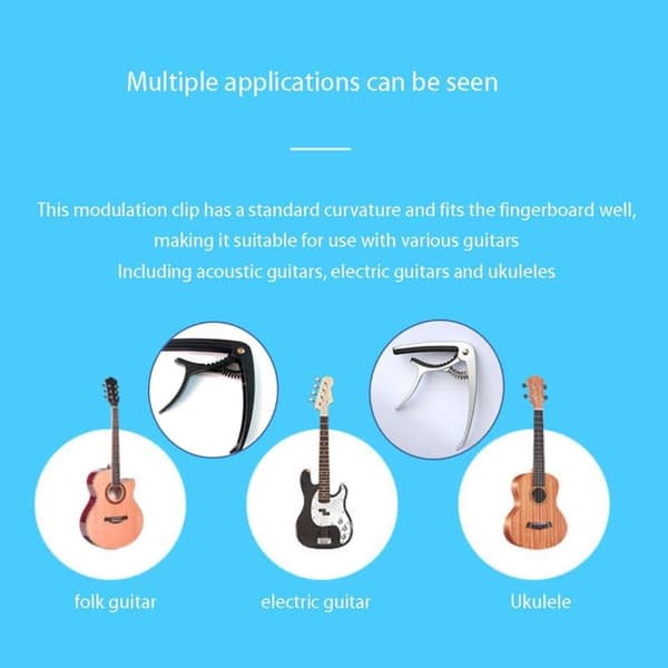 Gitarrklämma akustisk gitarr, elgitarr, ukulele, banjo och basgitarr, snabb att ta bort, med minnessilikondynor