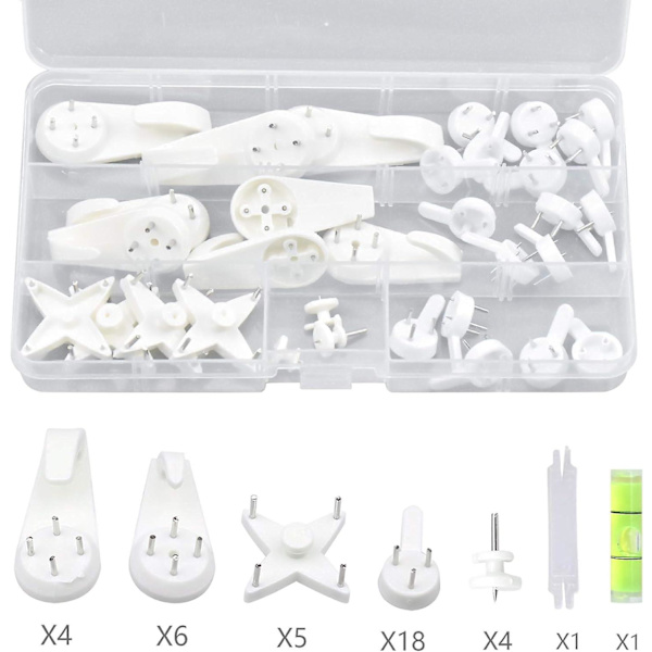 39-pack med icke-märkande väggstödshkrokar, tavlor väggkrokar, tavlor krokar, tavlor krokar