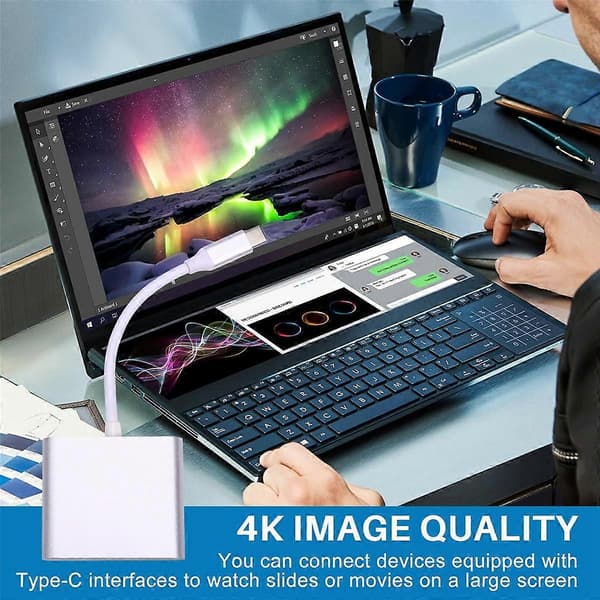 3 i 1 TYPE-C til -Kompatibel 4K Adapterkabel Konverter Type-C til -Kompatibel USB HD Kabel Dokkingstasjon