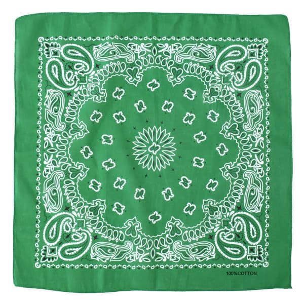 Double-Sided Bandana in 100% Cotton – Paisley Pattern 55×55 cm, Green