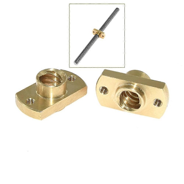 T8 trapezgevindmøtrik Stigning 2mm Gevind 8mm Messing T8 x 8mm Flange Trapezgevindmøtrik til CNC Dele Ender 3 CR-10 3D Printer Tilbehør