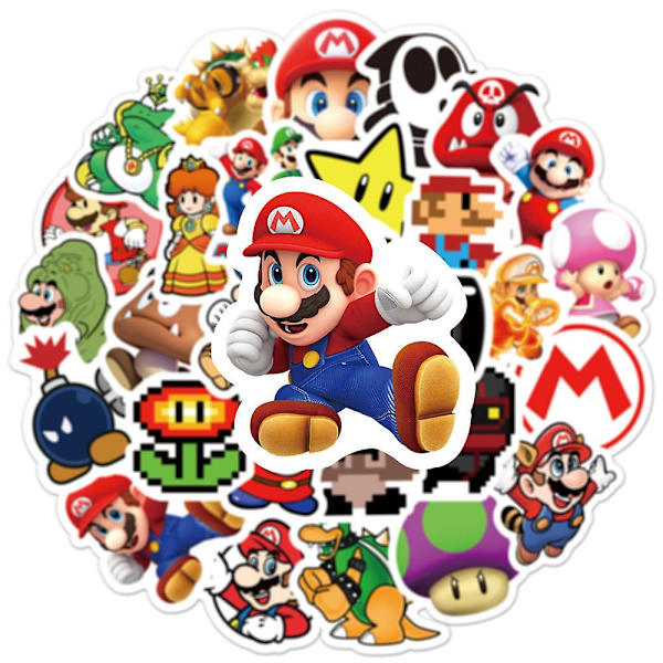 50 kpl Super Mario -tarroja, vedenpitäviä tarroja vesipulloille, kannettavalle tietokoneelle, puhelimelle, rullalaudalle, matkatavaroille
