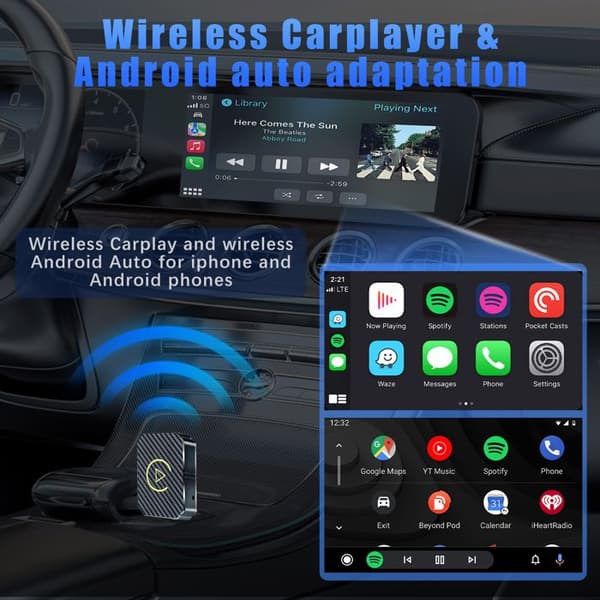 Trådløs CarPlay-adapter til iPhone, trådløs CarPlay-dongle, konverterer det originale kablede CarPlay-system til trådløse adaptere