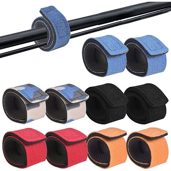 10 Pakke Fiskestangstropper, 5 Farger Elastiske Magiske Slukstropper, Justerbare Fiskestangstropper Fiskestangstropper
