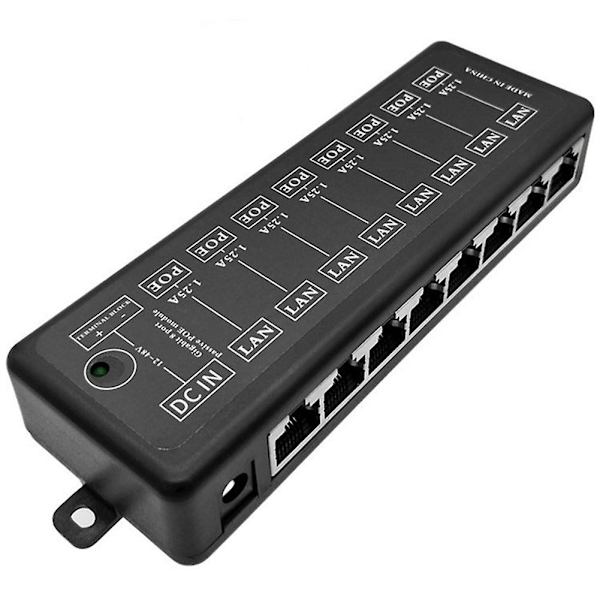 Poe-injektori 8 porttia Poe-virtalähde Ethernet-virtalähde Cctv-verkolle Poe-kameralle Power Over