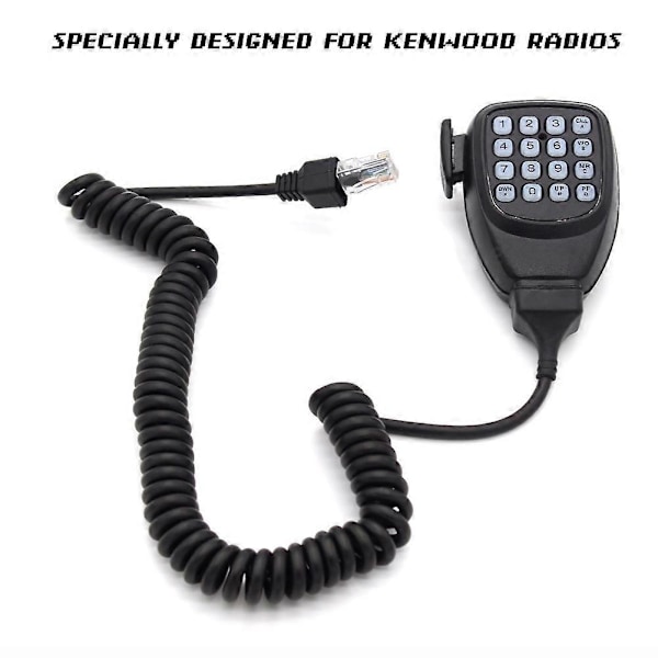 8 Pin 50cm Mikrofonkabelledning til Kenwood Radio Sort