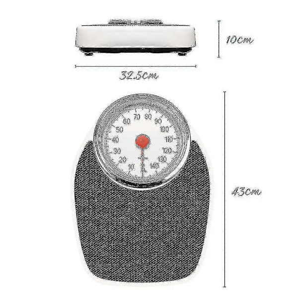 Mekanisk badrumsvåg i doktorstil Retro Vit + Svart Exakt vägning, lättläst analog urtavla, robust metallplattform, väger upp till 150 kg-