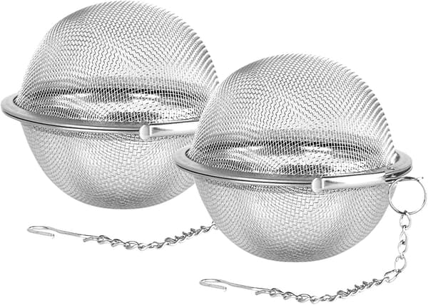 2 stk. teball i rustfritt stålnett 6,9 cm tesiler tefiltere for te