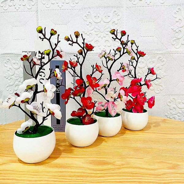 Simuleret Bonsai Realistisk Anti-Fade Kunstig Silkeblomst Smuk Falsk Blommeblomst Plante