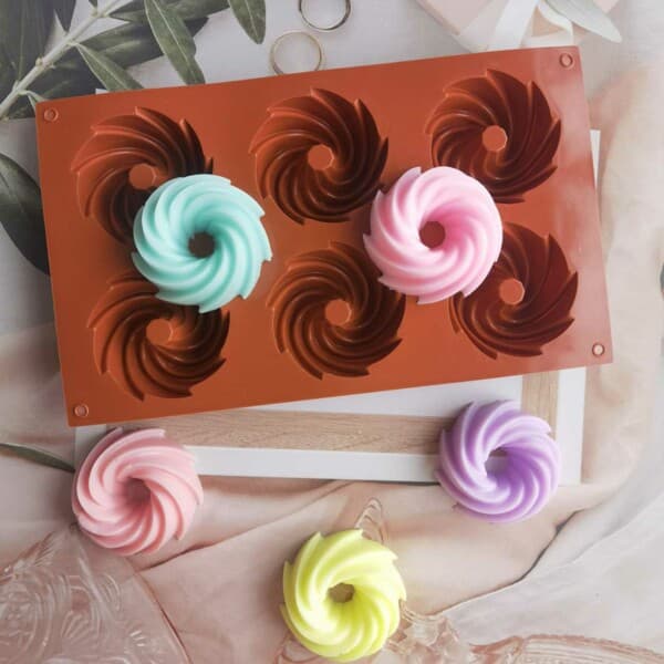 Silikonlysform Stearinlys DIY 6 stk Spiraler Donuts