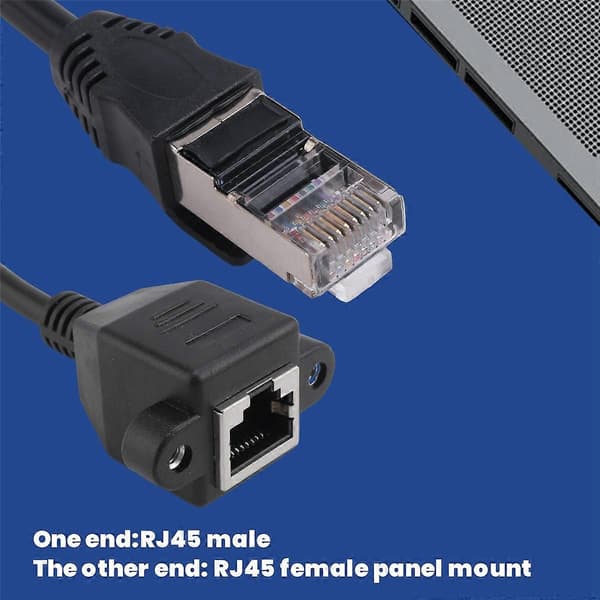1FT RJ45 Han til Hun Skrue Panelmontering Ethernet LAN Netværksforlængerkabel