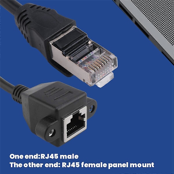 30 cm RJ45 Hane till Hona Skruv Panelmontering Ethernet LAN Nätverksförlängningskabel