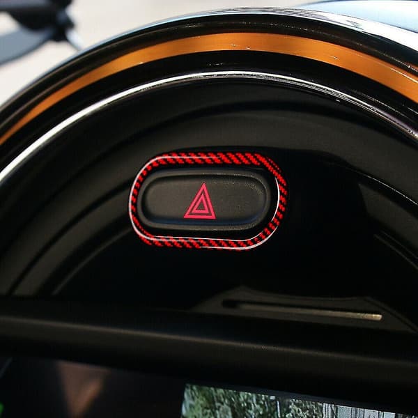 Rød Carbon Fiber Interiør Advarselslys Dæksel Til Mini Cooper