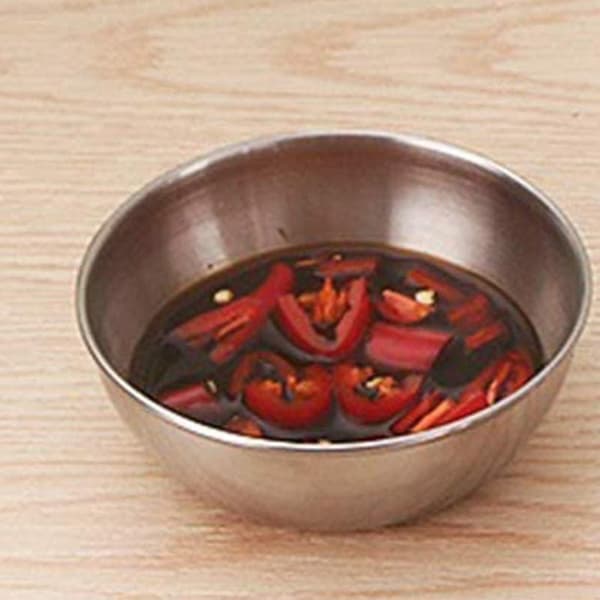 4 stk. saucer i rustfrit stål, runde krydderiskåle, dyppeskåle, underskåle, mini appetitvækkere P