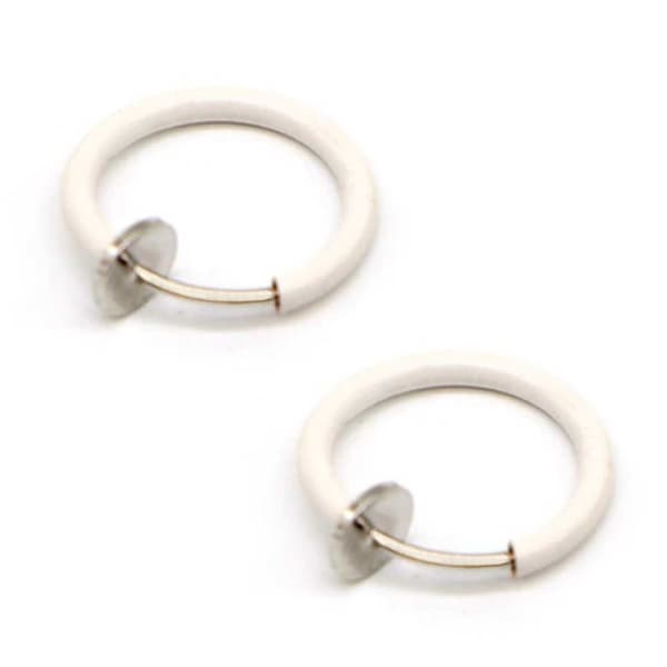 2-pack White Fake Piercing Without Hole Nose Ring Septum Lip Ring