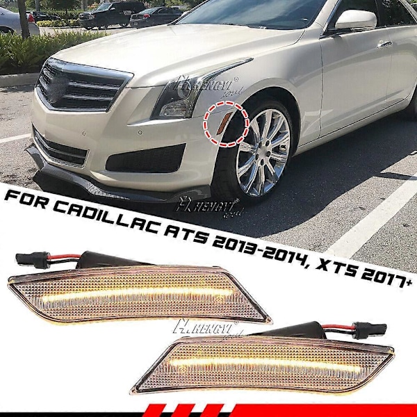 2x Klara Främre Stötfångare LED Sidomarkeringsljus För Cadillac ATS 13-14 XT5 17-24