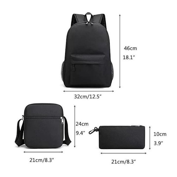 Trendig Cr7 3-delt ryggsekk Mochila studentkapasitet