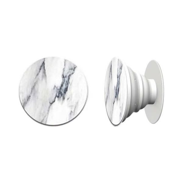 White Marble Button Universal Grip Holder Stand Mobile Phone