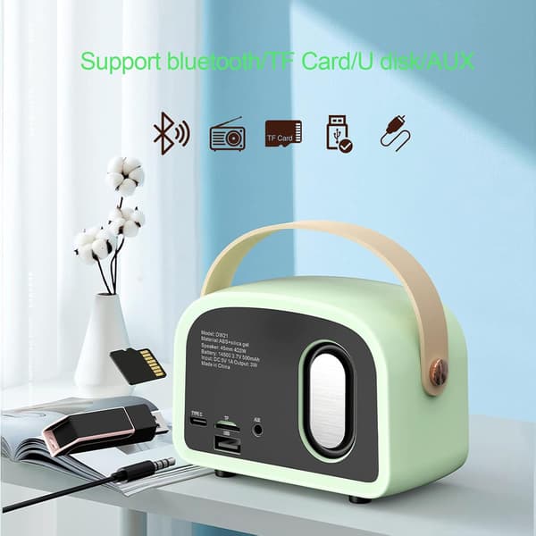 Portable Subwoofer Retro Bluetooth Speaker for Desktop - Light Green