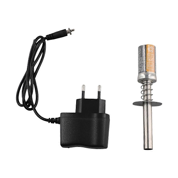 For RC Nitro 1.2 V 1800MAH 3600mah Glødepluggtenner Passer for RC Bil 1/8 1/10 80101 Oppladbar Lader, EU-kontakt