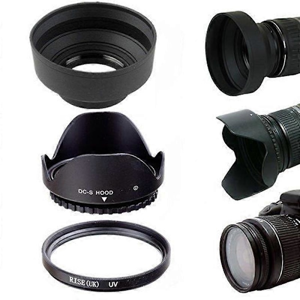 58MM Reversibel Solblender -amp; UV Filter Linsebeskyttelsessett for Canon Rebel T6i T6 T5i T5 SL1 2024THO