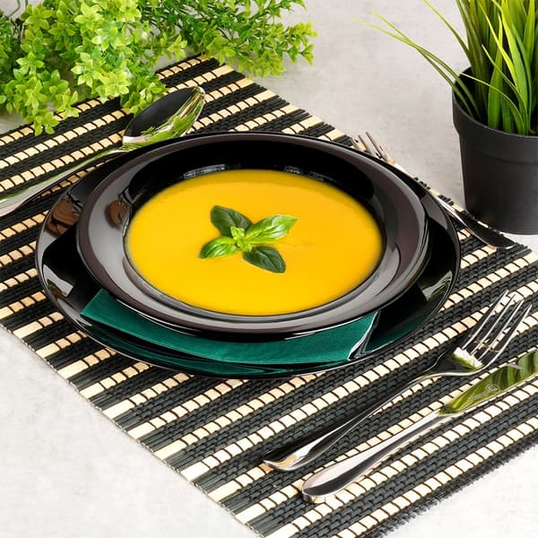 Black Glass Dinnerware Set 18 Pieces