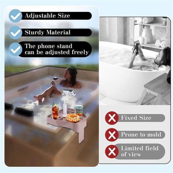 Bordplate for spa med justerbar telefonholder, tilbehør til oppblåsbart spa med 2 koppholdere