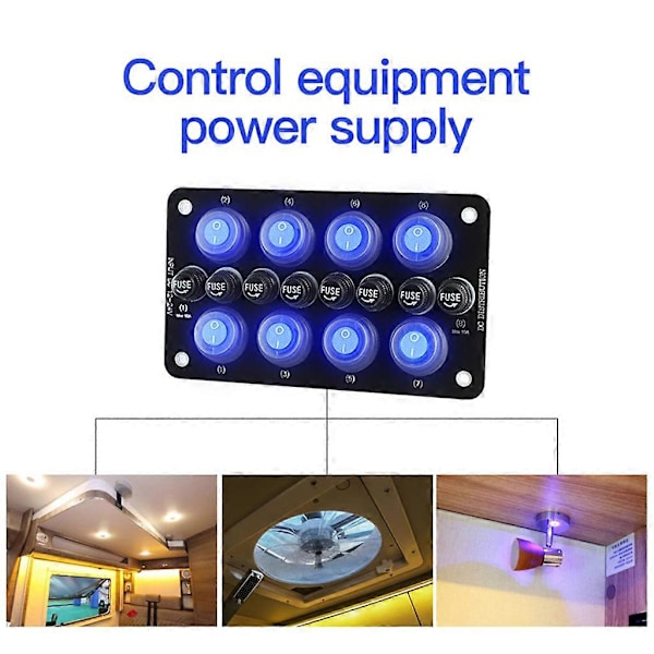 Monipistokkeet 8-asentoiset kytkimet Autotarvikkeet On/Off 12V keinukytkin