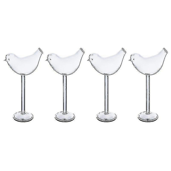 1 Sett 4 stk. Cocktailglass i fugleform, vinglass, beger (transparent)