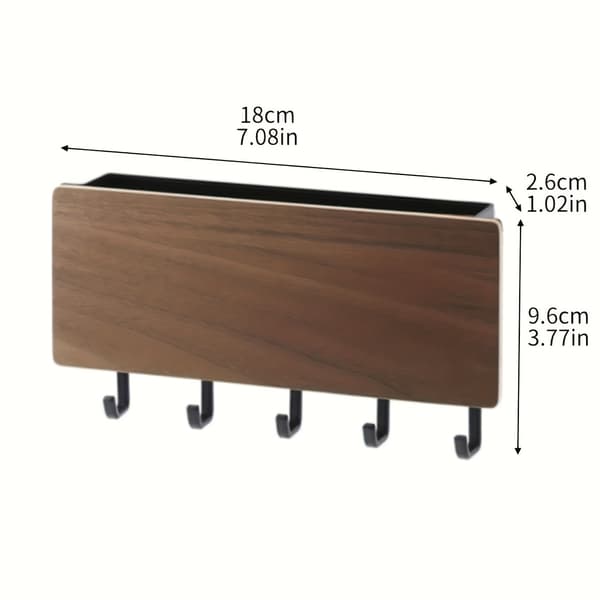 Vegg nøkkelholder med 5 kroker, moderne design.