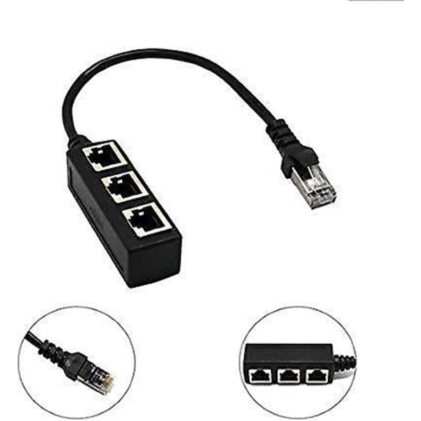 Rj45-splitteradapterkabel, Rj45 1 hane till 3 hona port Lan Ethernet-splitter Y-adapterkabel