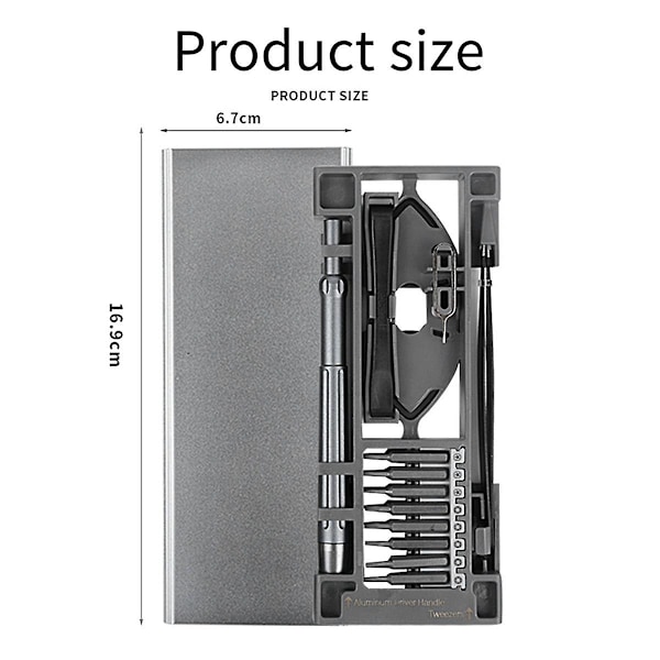 24-i-1 Precisionsskruvmejselset Mobiltelefonreparation S2 Demonteringsverktyg Aluminiumlegering Multifunktionell