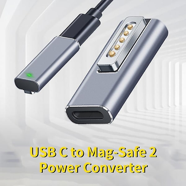 Adapterladdare Snabbladdning Magnetisk Aluminiumlegering Pd Usb C Till Mag-safe 2 Strömkonverterare För Macbook Air/pro Kaesi